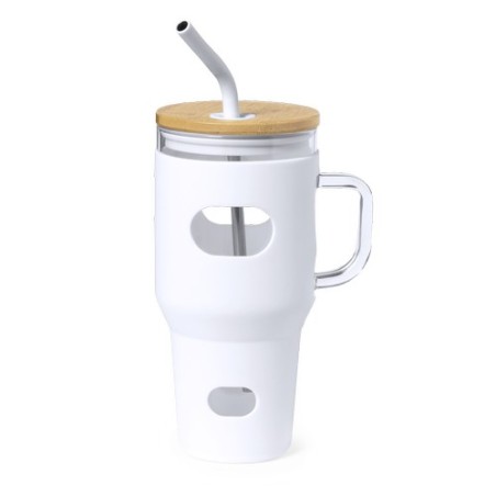 Pot en Verre Éco-responsable pour Cadeaux d'Entreprise - Namun Matières : bambou Couleurs : blanc cadeau collaborateur premium