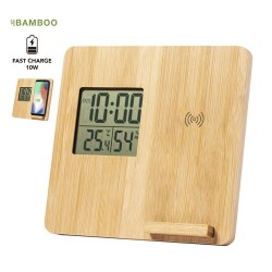 Chargeur Sans Fil Intégré Éco-responsable Station Météo Fiory Matières : bambou