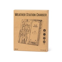 Chargeur Sans Fil Intégré Éco-responsable Station Météo Fiory Matières : bambou goodies publicitaire événementiel