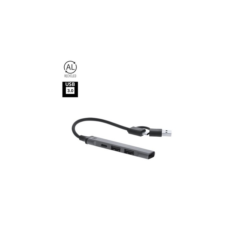 Port USB personnalisé pas cher Konery Matières : aluminium recyclé  Couleurs : argenté personnalisable avec votre logo