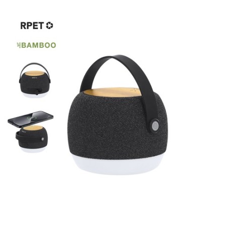 Haut-parleurs personnalisés à chargeur  Sprit pas cher Matières : bambou Couleurs : noir personnalisable avec votre logo