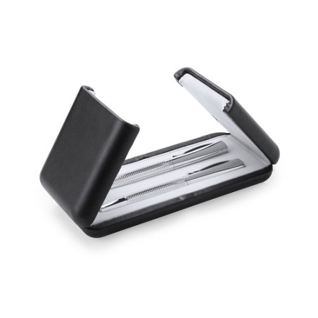 Set de stylos élégants et pratiques personnalisés Darius pas cher Matières : métal Couleurs : argenté personnalisable avec votre