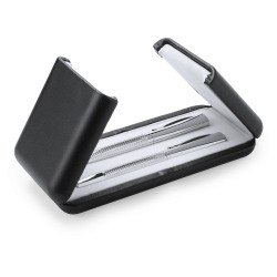 Set de stylos élégants et pratiques personnalisés Darius pas cher Matières : métal Couleurs : argenté cadeau entreprise pas cher