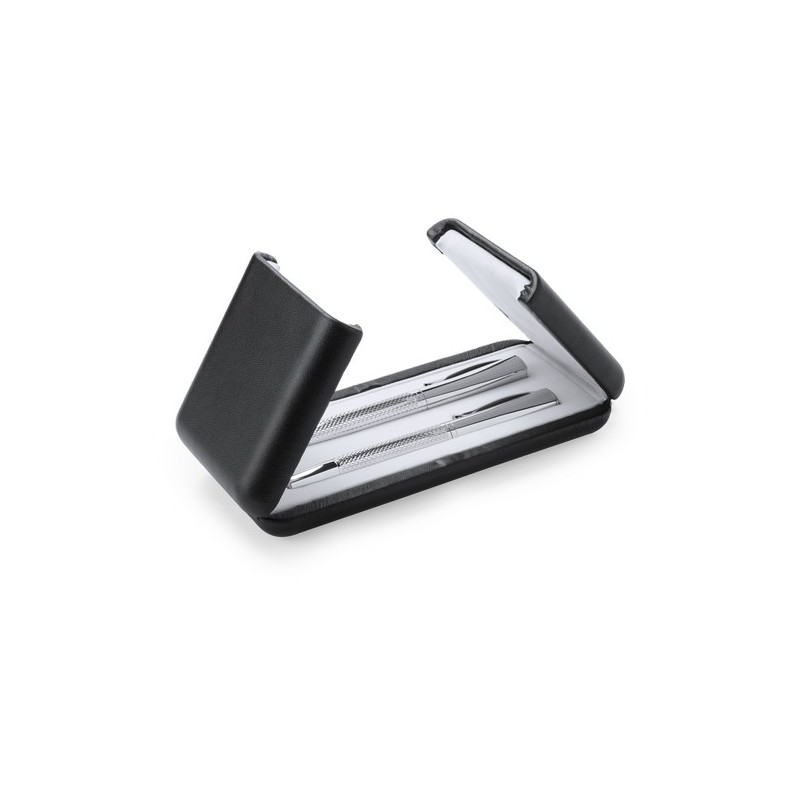 Set de stylos élégants et pratiques personnalisés Darius pas cher Matières : métal Couleurs : argenté cadeau entreprise pas cher