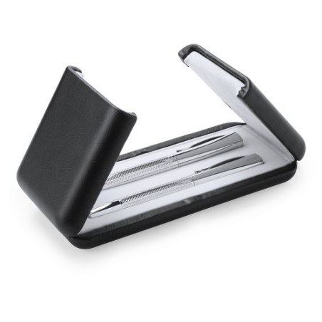 Set de stylos élégants et pratiques personnalisés Darius pas cher Matières : métal Couleurs : argenté cadeau entreprise pas cher