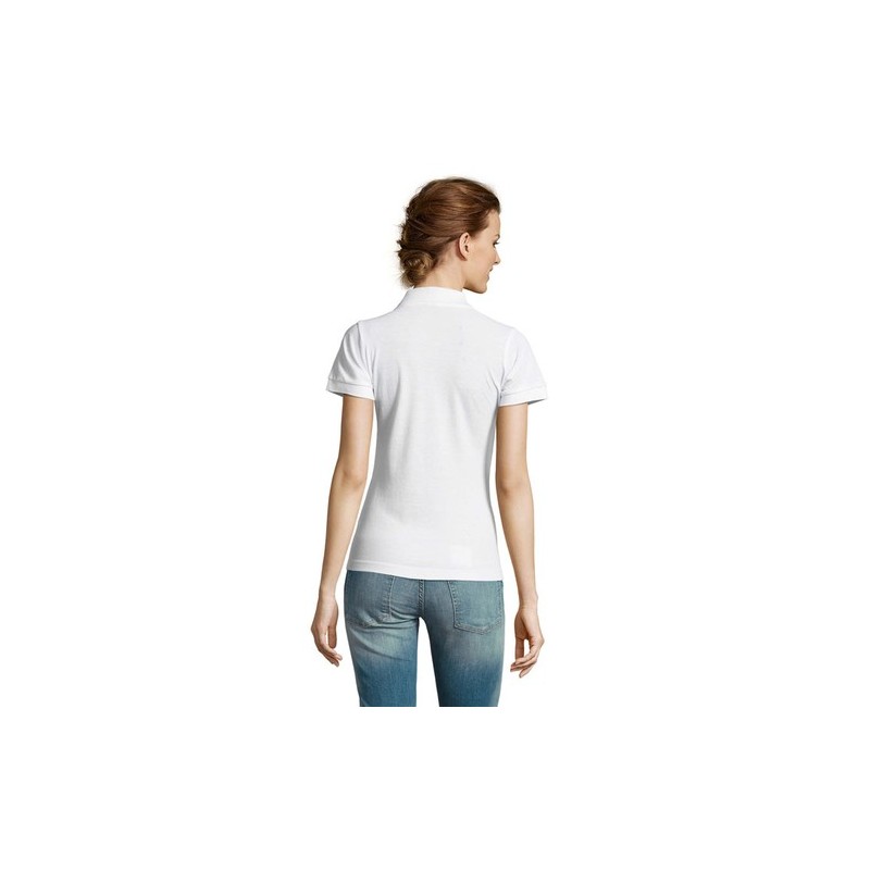 Polo polycoton personnalisé pour femme - PRIME Matières : PET Taille textile : 3XL Couleurs : blanc objet promotionnel éco-respo