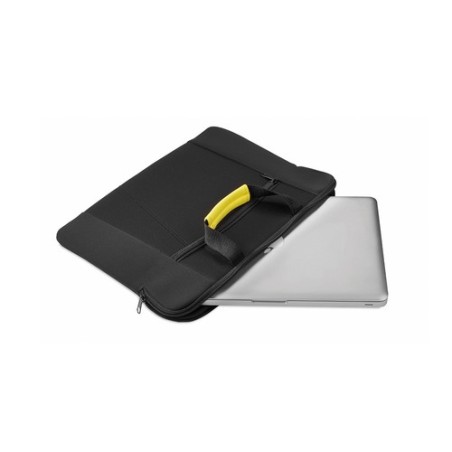 Housse élégante et pratique personnalisée pour ordinateur portable - Xenac Matières : softshell Couleurs : jaune cadeau entrepri