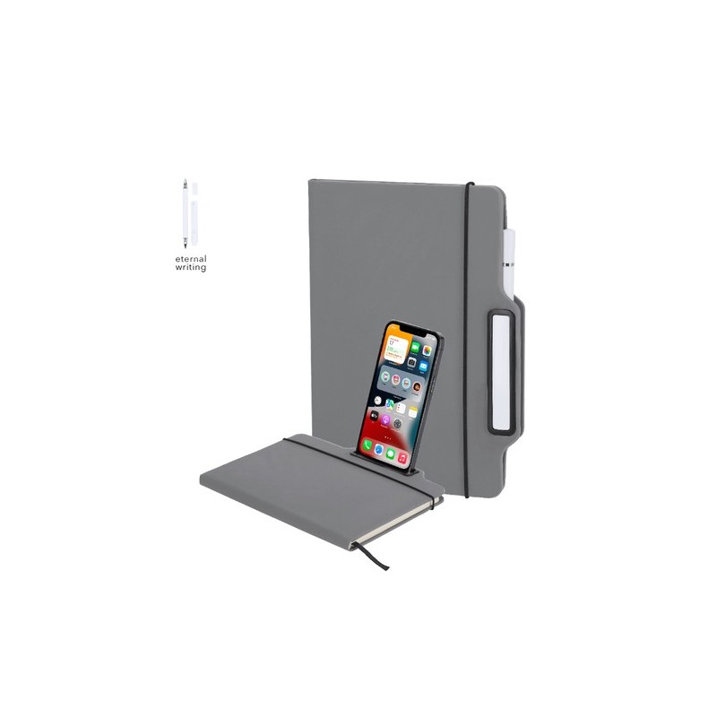 Bloc Notes Personnalisé Économique Support Cruas Matières : PU Couleurs : gris marquage laser ultra précis