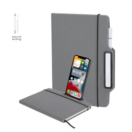 Bloc Notes Personnalisé Économique Support Cruas Matières : PU Couleurs : gris marquage laser ultra précis