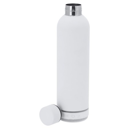 Bidon thermique  avec haut-parleurs personnalisés Meflex Matières : acier inoxydable Couleurs : blanc marquage laser ultra préci
