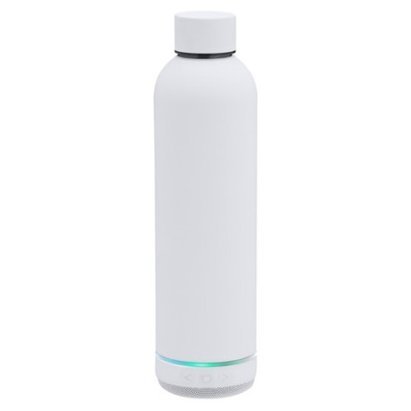 Bidon thermique  avec haut-parleurs personnalisés Meflex Matières : acier inoxydable Couleurs : blanc objet promotionnel éco-res