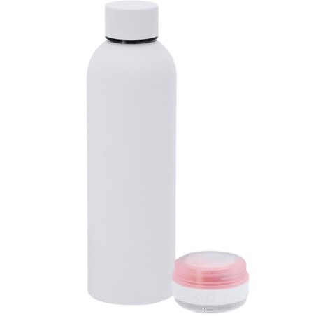 Bidon thermique  avec haut-parleurs personnalisés Meflex Matières : acier inoxydable Couleurs : blanc personnalisation rapide en