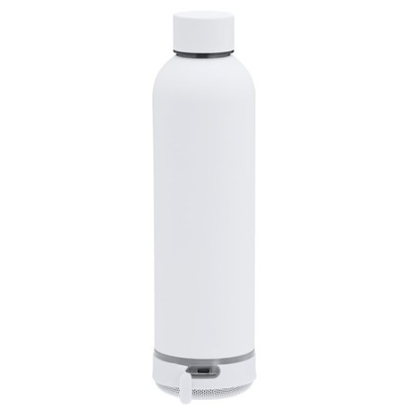 Bidon thermique  avec haut-parleurs personnalisés Meflex Matières : acier inoxydable Couleurs : blanc objet publicitaire robuste