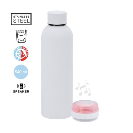Bidon thermique  avec haut-parleurs personnalisés Meflex Matières : acier inoxydable Couleurs : noir cadeau entreprise pas cher
