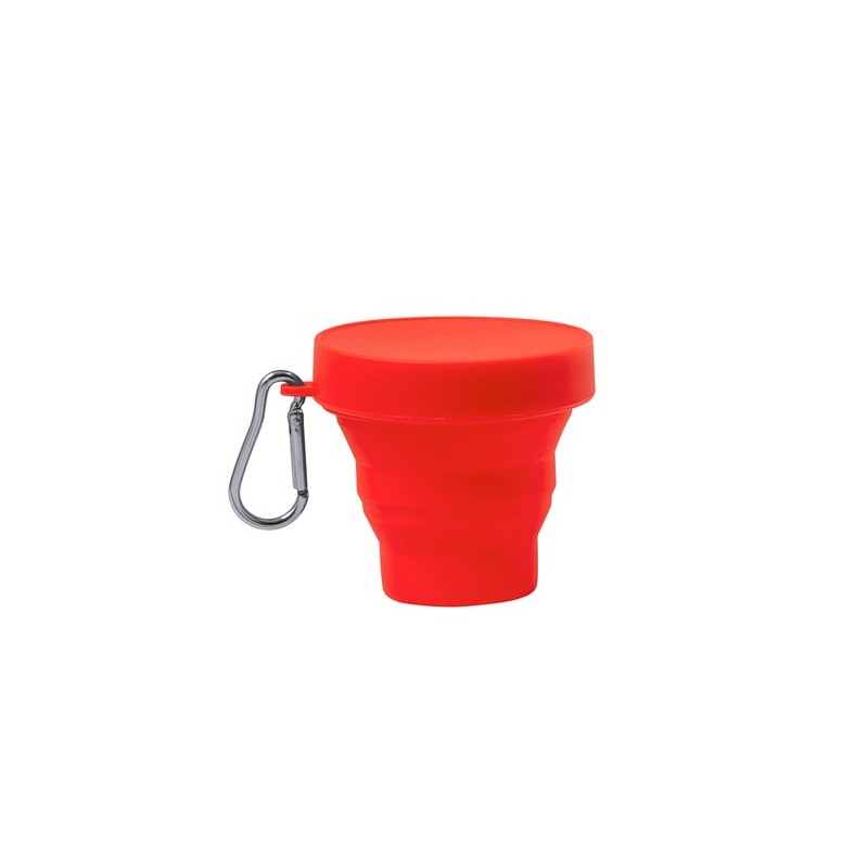 Gobelet Réutilisable Incassable Personnalisé Pliable Klimt Matières : silicone Couleurs : rouge goodies publicitaire événementie