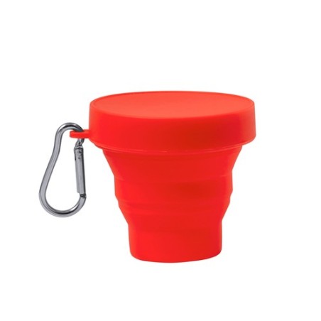 Gobelet Réutilisable Incassable Personnalisé Pliable Klimt Matières : silicone Couleurs : rouge goodies publicitaire événementie
