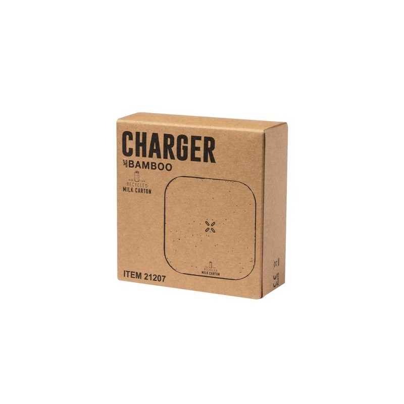 Chargeur Éco-responsable et Pratique sans fil Personnalisé Sucrep pas cher Matières : bambou Couleurs : blanc impression haute d