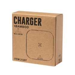 Chargeur Éco-responsable et Pratique sans fil Personnalisé Sucrep pas cher Matières : bambou Couleurs : blanc marquage laser ult