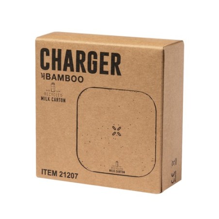 Chargeur Éco-responsable et Pratique sans fil Personnalisé Sucrep pas cher Matières : bambou Couleurs : blanc marquage laser ult