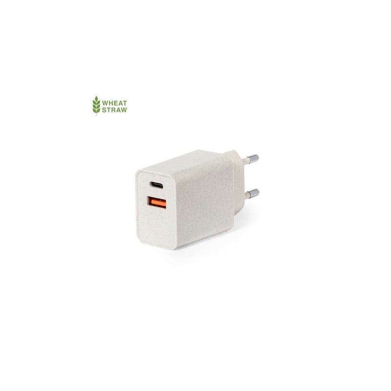 Chargeur USB Éco-responsable et Rapide Personnalisé pas cher - Avery Matières : ABS Couleurs : naturel personnalisable avec votr