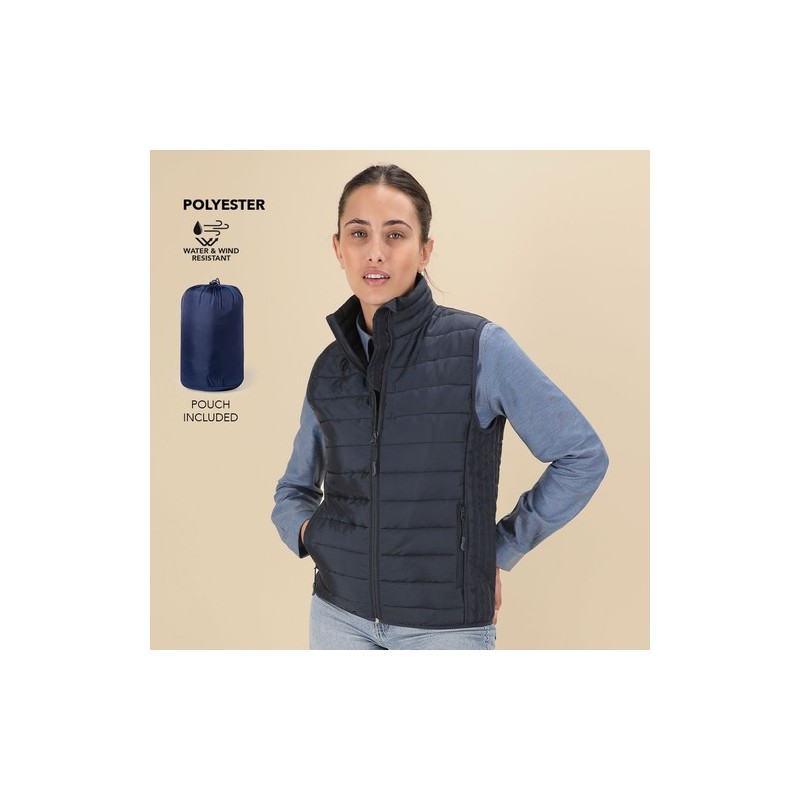 Gilet personnalisé femme pas cher - Cashel Matières : polyester Taille textile : M Couleurs : noir objet promo petit budget