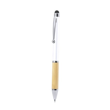 Stylet Bille Multifonction Élégant Personnalisé Zadron Matières : bambou Couleurs : blanc impression haute définition