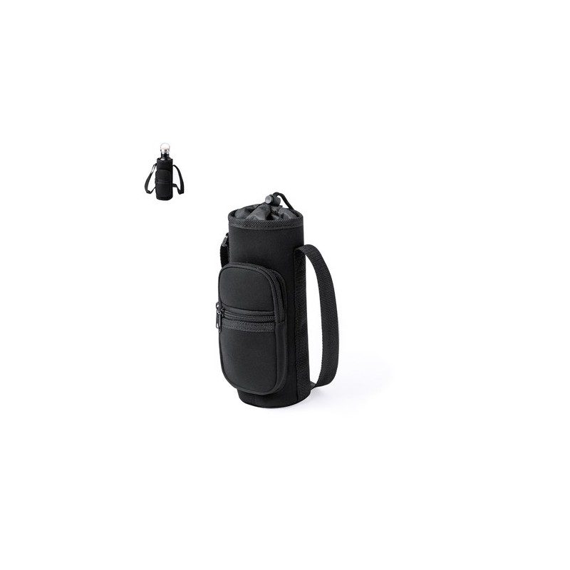 Porte-Bouteilles Publicitaire Personnalisable Éco-responsable - Rafle Matières : softshell Couleurs : noir personnalisable avec 