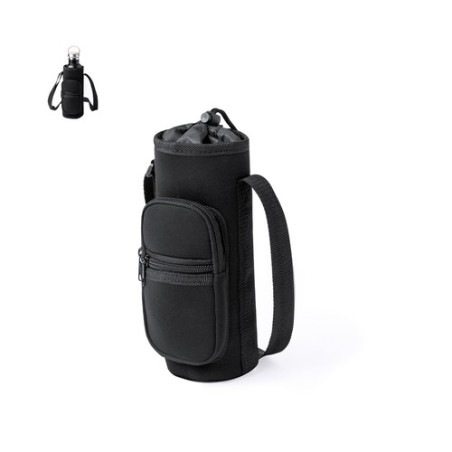 Porte-Bouteilles Publicitaire Personnalisable Éco-responsable - Rafle Matières : softshell Couleurs : noir personnalisable avec 