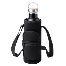 Porte-Bouteilles Publicitaire Personnalisable Éco-responsable - Rafle Matières : softshell Couleurs : noir cadeau entreprise pas