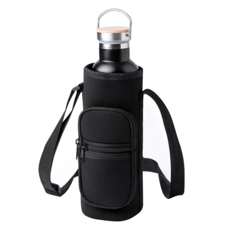 Porte-Bouteilles Publicitaire Personnalisable Éco-responsable - Rafle Matières : softshell Couleurs : noir cadeau entreprise pas