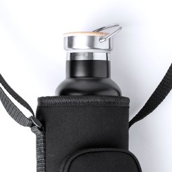 Porte-Bouteilles Publicitaire Personnalisable Éco-responsable - Rafle Matières : softshell Couleurs : noir marquage laser ultra 