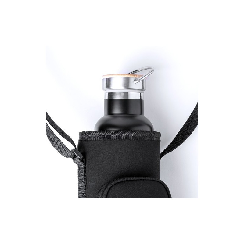 Porte-Bouteilles Publicitaire Personnalisable Éco-responsable - Rafle Matières : softshell Couleurs : noir marquage laser ultra 