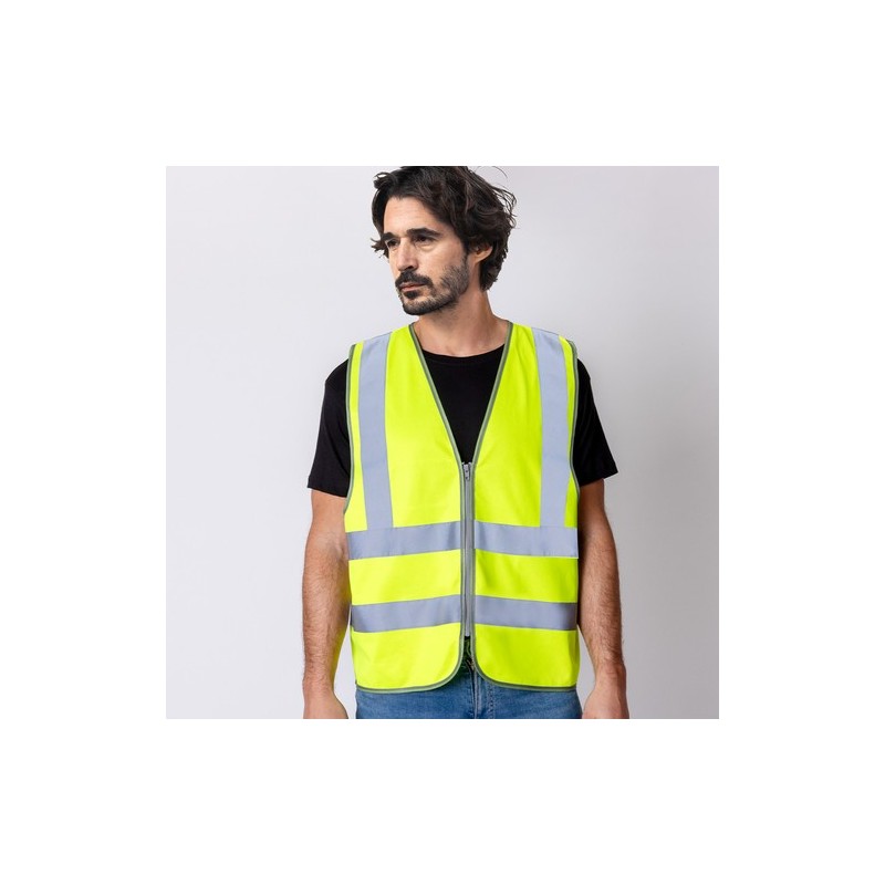Gilet Réfléchissant Personnalisé Haute Visibilité CE Jestol Matières : polyester Couleurs : jaune personnalisable avec votre log