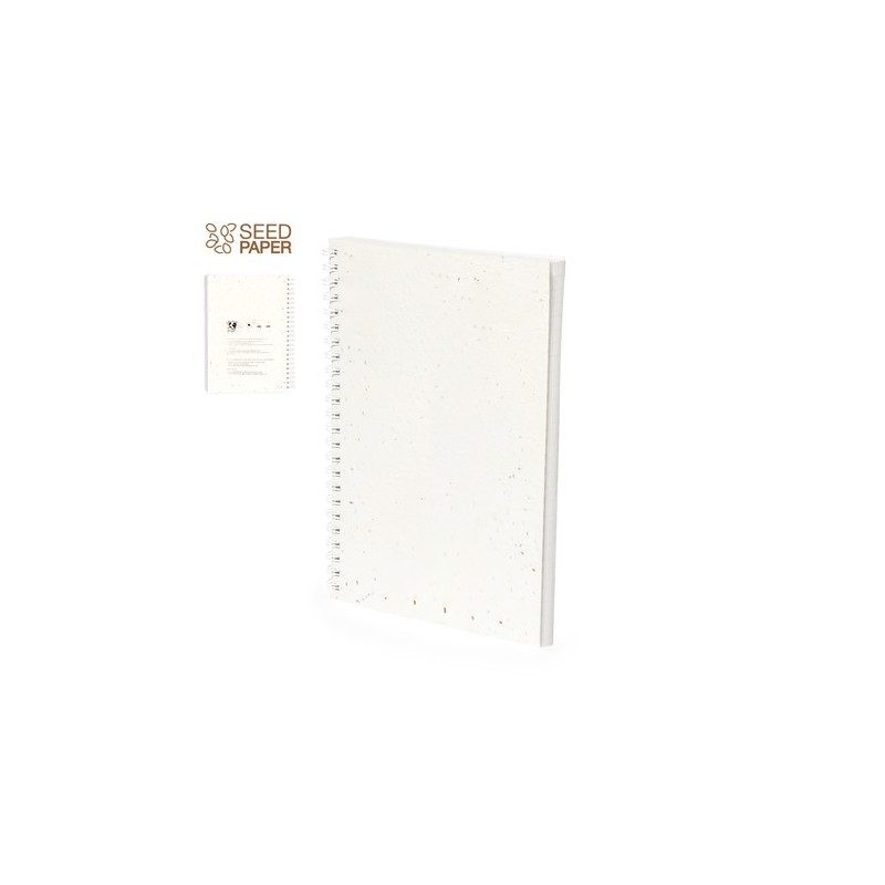 Cahier Éco-responsable Ensemencé Personnalisé Bitar pas cher Couleurs : blanc personnalisable avec votre logo