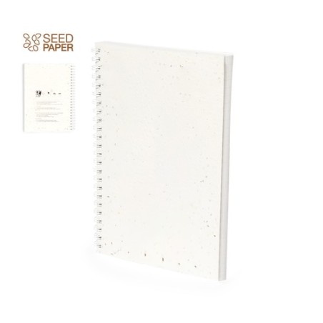 Cahier Éco-responsable Ensemencé Personnalisé Bitar pas cher Couleurs : blanc personnalisable avec votre logo