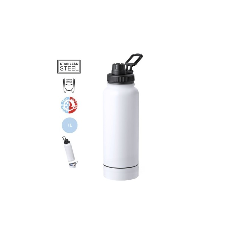 Bidon Isotherme 1L en Acier Personnalisé - Wankex Matières : acier inoxydable Couleurs : noir cadeau entreprise pas cher