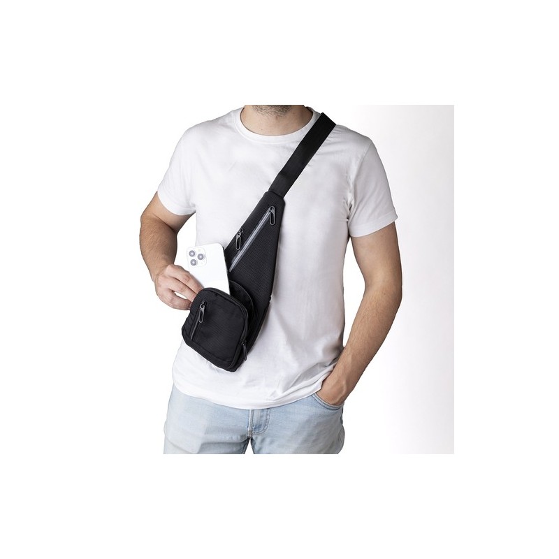 Bandoulière Éco-responsable et Pratique Personnalisée pas cher Fadaok Matières : polyester Couleurs : noir marquage laser ultra 