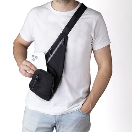 Bandoulière Éco-responsable et Pratique Personnalisée pas cher Fadaok Matières : polyester Couleurs : noir marquage laser ultra 