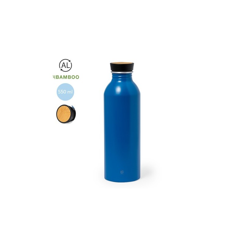 Gourde Éco-responsable Chic en Aluminium Recyclé Claud Matières : bambou Couleurs : blanc personnalisation rapide en France