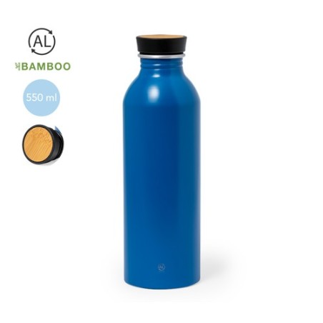 Gourde Éco-responsable Chic en Aluminium Recyclé Claud Matières : bambou Couleurs : blanc personnalisation rapide en France