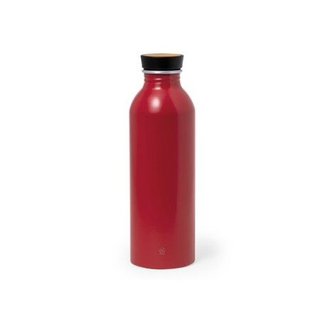 Gourde Éco-responsable Chic en Aluminium Recyclé Claud Matières : bambou Couleurs : argenté impression logo haute qualité