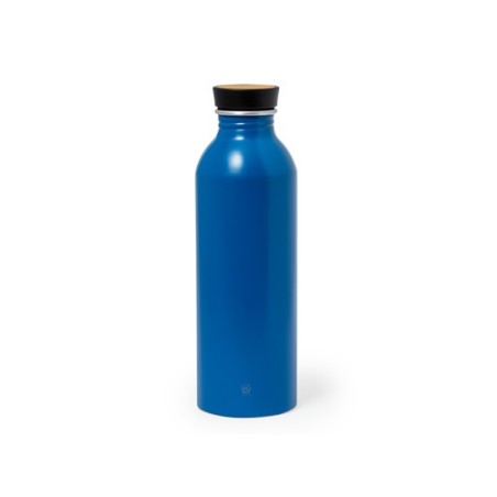Gourde Éco-responsable Chic en Aluminium Recyclé Claud Matières : bambou Couleurs : bleu goodies publicitaire événementiel