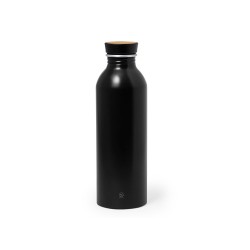 Gourde Éco-responsable Chic en Aluminium Recyclé Claud Matières : bambou Couleurs : noir impression haute définition
