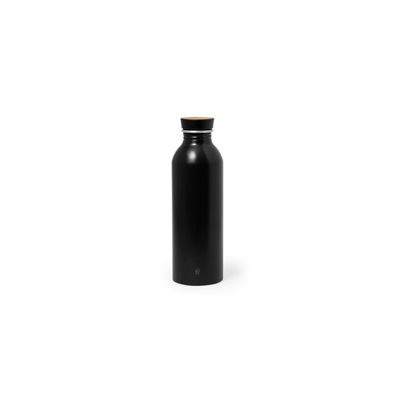 Gourde Éco-responsable Chic en Aluminium Recyclé Claud Matières : bambou Couleurs : noir impression haute définition