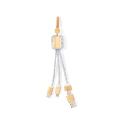 Câble de Charge Éco-responsable et Pratique Personnalisé - Braxton Matières : bambou Couleurs : gris