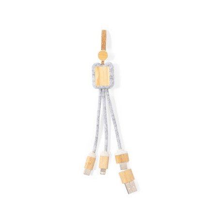 Câble de Charge Éco-responsable et Pratique Personnalisé - Braxton Matières : bambou Couleurs : gris