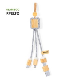 Câble de Charge Éco-responsable et Pratique Personnalisé - Braxton Matières : bambou Couleurs : gris 2