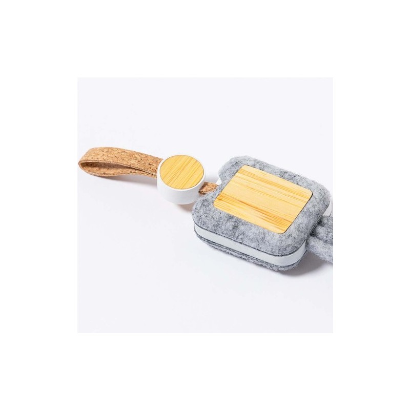 Câble de Charge Éco-responsable et Pratique Personnalisé - Braxton Matières : bambou Couleurs : gris goodies publicitaire événem