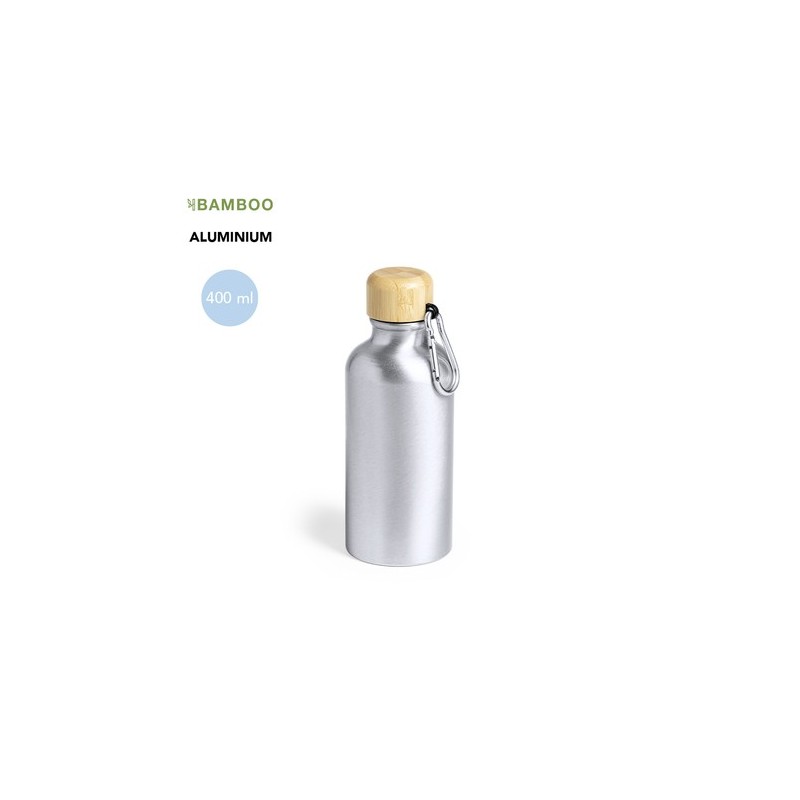 Gourde Éco-responsable Personnalisable Yorix Matières : bambou Couleurs : argenté personnalisable avec votre logo