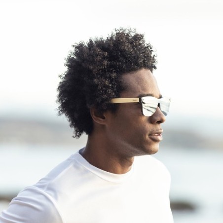 Lunettes de soleil personnalisées UV400 pas cher - Graham Matières : bambou Couleurs : noir impression haute définition